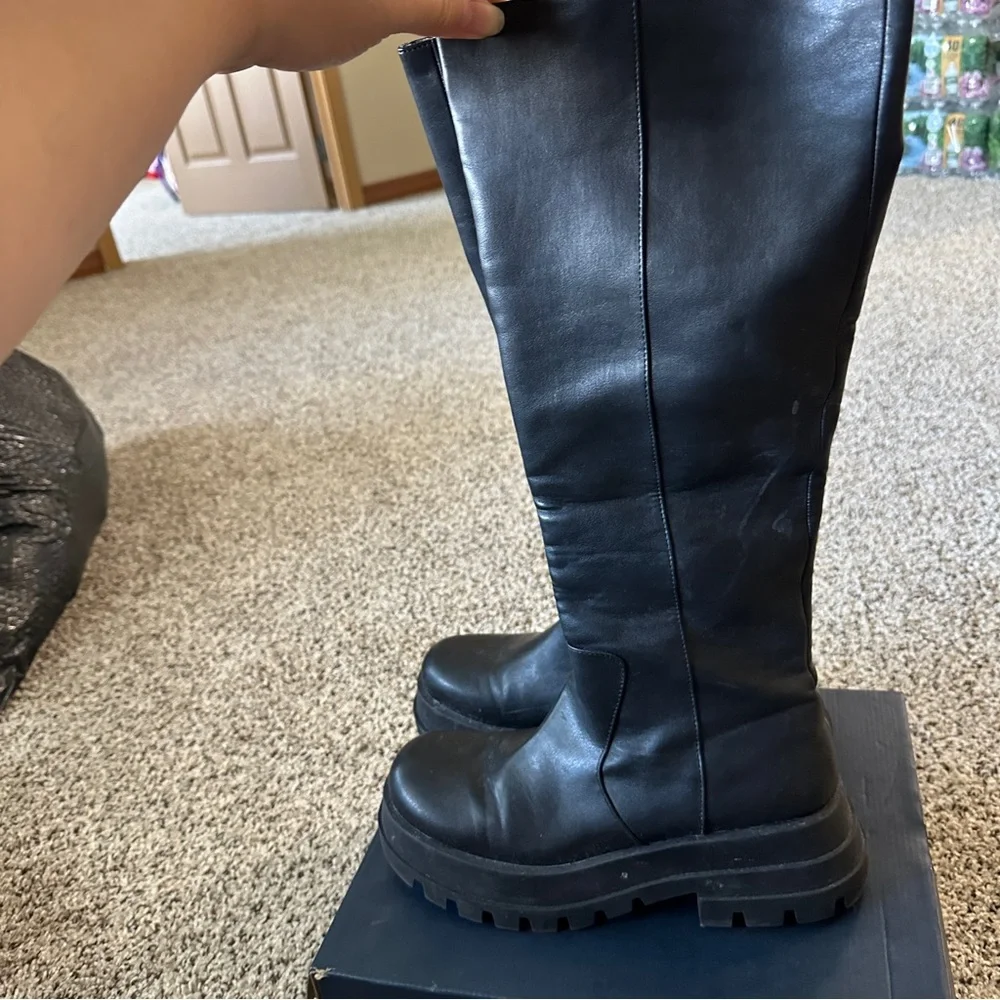 Zara black Over-the-Knee Chunky Platform Boots